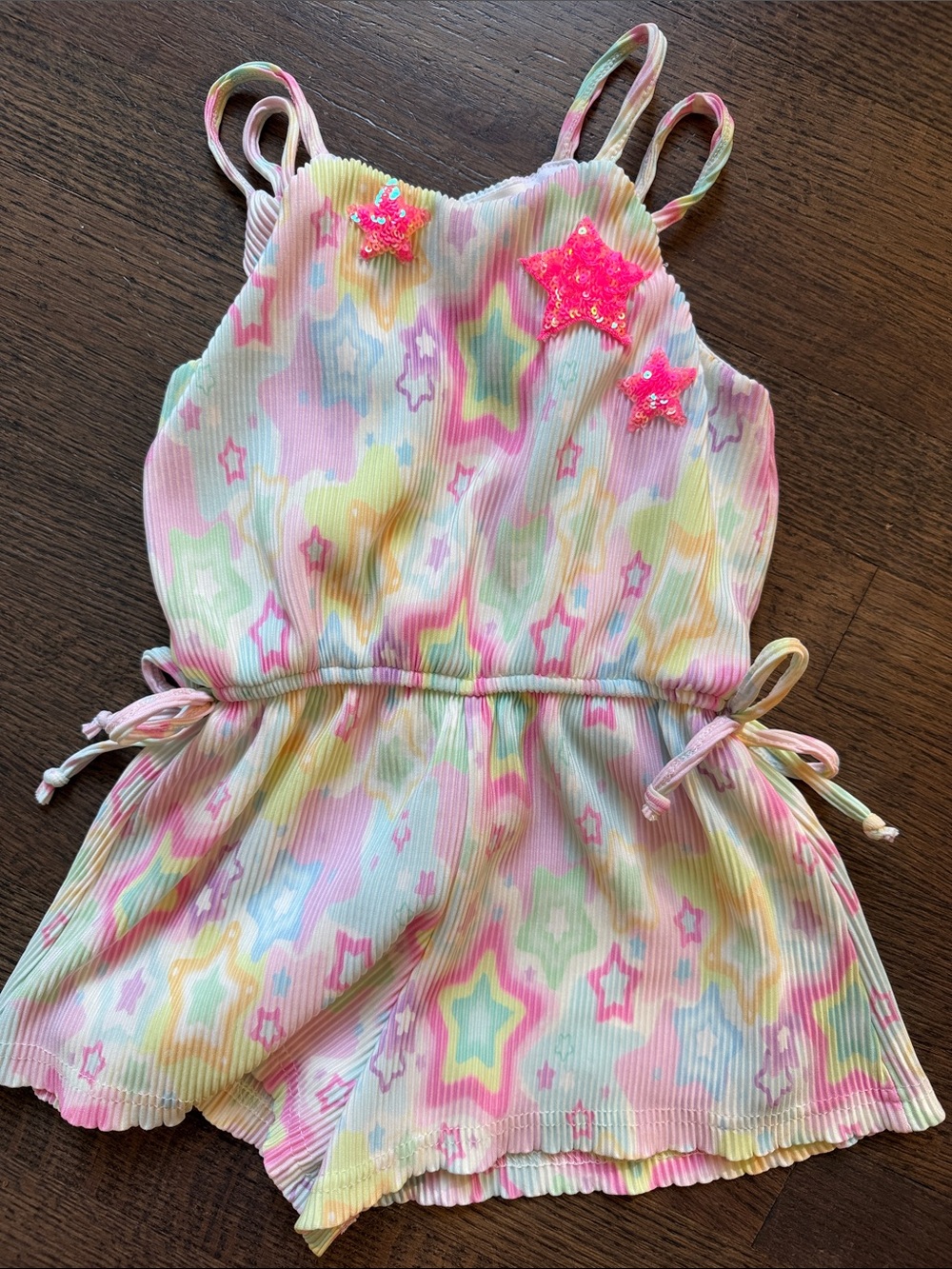 Truly Me Pastel Star Romper with Pink Star Appliqués